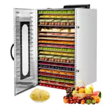 Commercial Grade Food Dehydrator Machine 110V 1500W Stainless Steel 20 Trays Capacity Touch Control LED Display 24H Timer Dryer